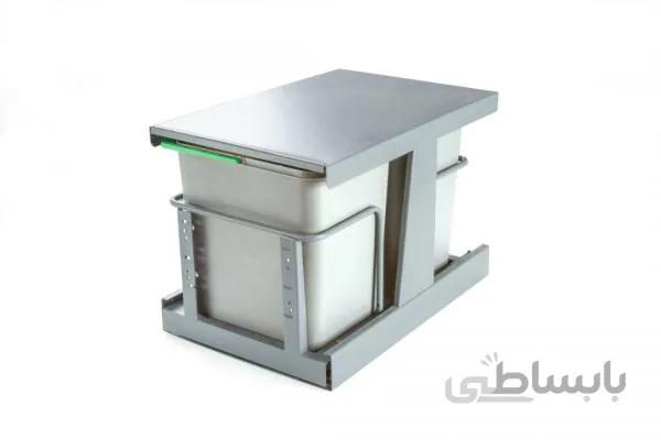 سطل زباله ریلی دو مخزن ریل کف (18 لیتری)