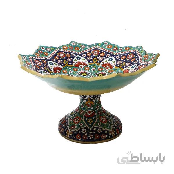 شیرینی خوری سفالی گل دار 20 سانت