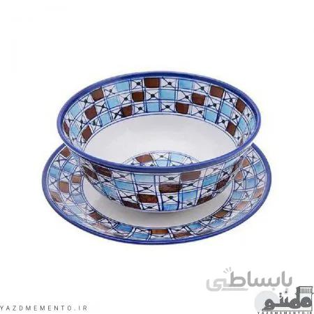 ست کاسه و بشقاب چینی طرح شطرنجی دکوری