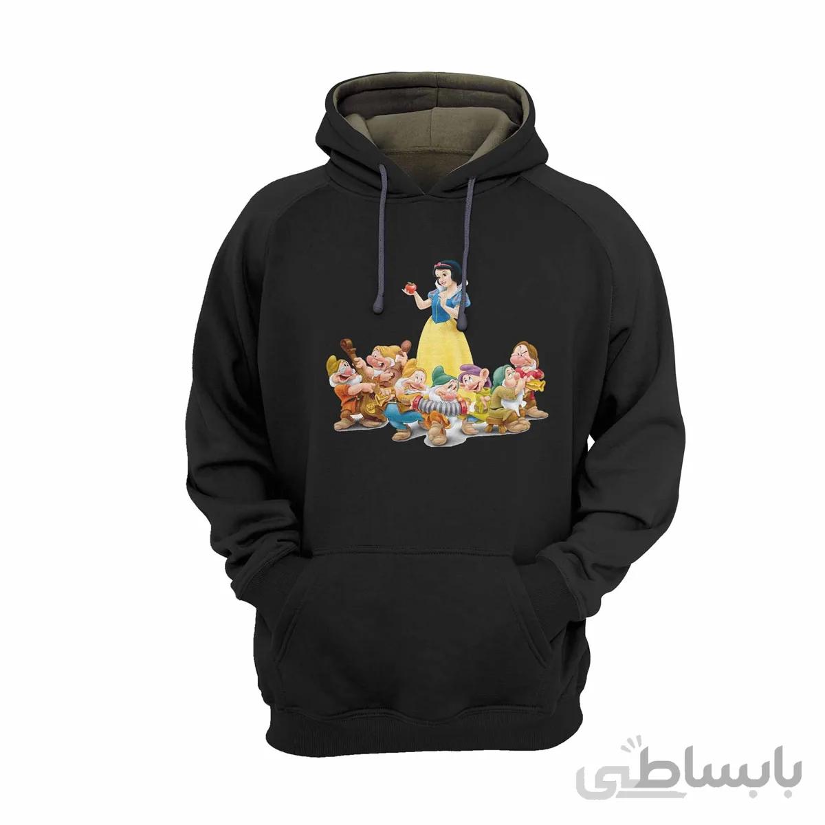 هودی مشکی طرح انیمیشن سفید برفی و هفت کوتوله Snow White and the Seven Dwarfs کد KCT10452