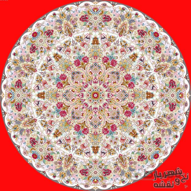 نخ و نقشه فرش دایره طرح نفیس کد j-225