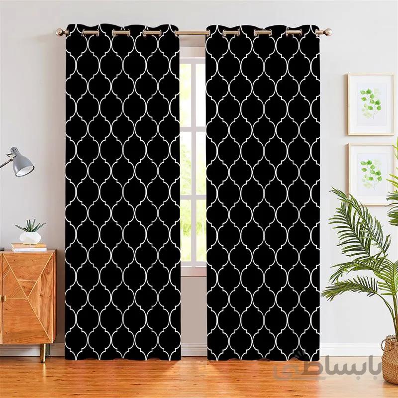 پرده پانچی کد sport-05 طرح مشکی سفید مراکشی