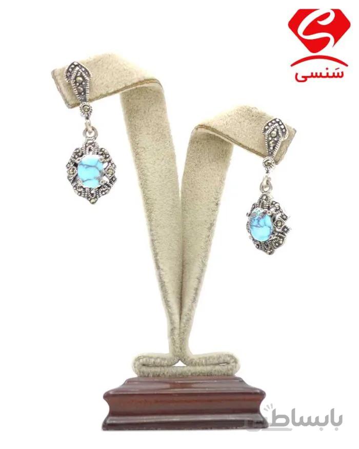 گوشواره نقره فیروزه کد43