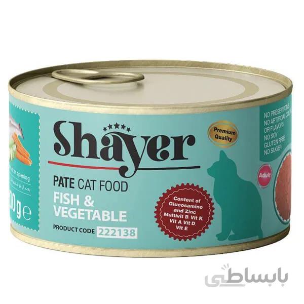 کنسرو پته گربه شایر با طعم ماهی و سبزیجات _ Shayer