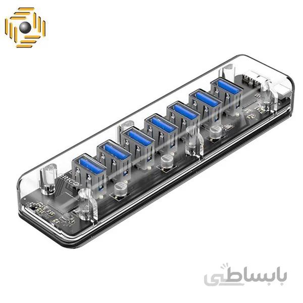 هاب 7 پورت USB 3.0 شفاف اوریکو مدل F7U-U3 ا ORICO F7U-U3 USB 3.0 Hub 7Port