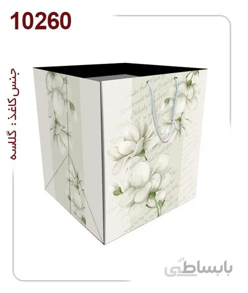 ساکدستی فانتزی طرح گل سفید با کاغذ گلاسه کد10260