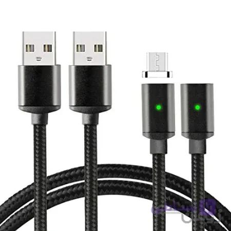 کابل شارژ مغناطیسی ، زندگی پر جنب و جوش مغناطیسی USB Type C Micro USB 2 در 1 آداپتور 2.1A کابل شارژر برای شارژ انتقال داده ها دستگاه های آندروید سیاه