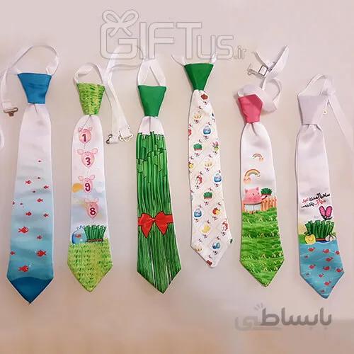 کراوات پسرانه تم نوروزی طرح سبزه