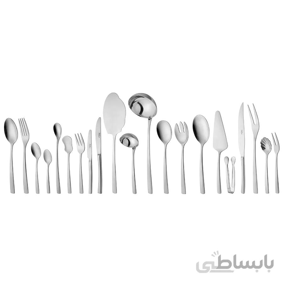 سرویس قاشق و چنگال 12 نفره ناب استیل طرح فلورانس استیل براق (124 پارچه) ا Nab-Steel Florence Steel Cutlery Set 124 Pieces