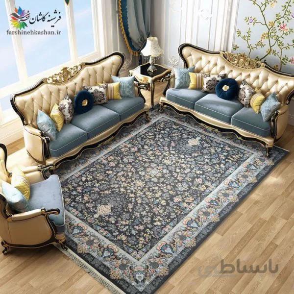 فرش 1200 شانه گلبرجسته طلاکوب کد 120 زمینه دودی