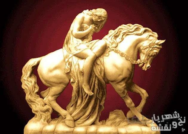 نخ و نقشه تابلوفرش تندیس دختر اسب سوار کد 1452