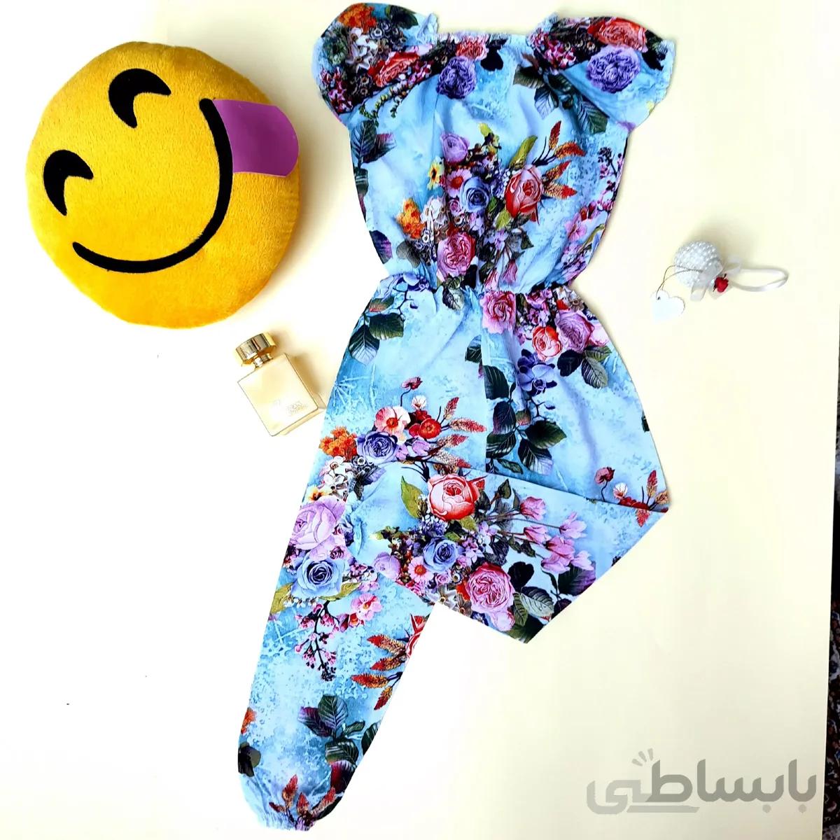 رامپر( سرهمی) دخترانه نخی طرح دار - سایز ۴ سال