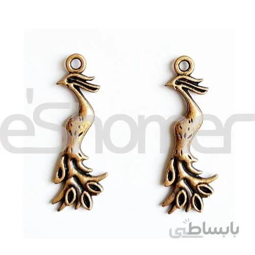 خرج کار برنزی آویزی طاووس kkb1005 بسته 2 عددی