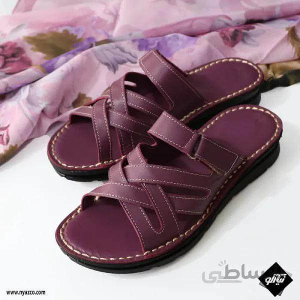 دمپایی زنانه چرمی بانو کد B03