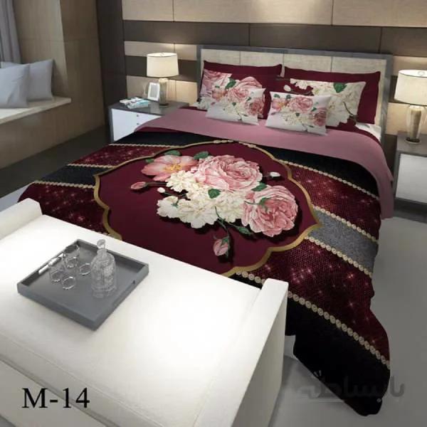 روتختی سه بعدی ساتن ابریشم ترک طرح گلدار - کد M 14