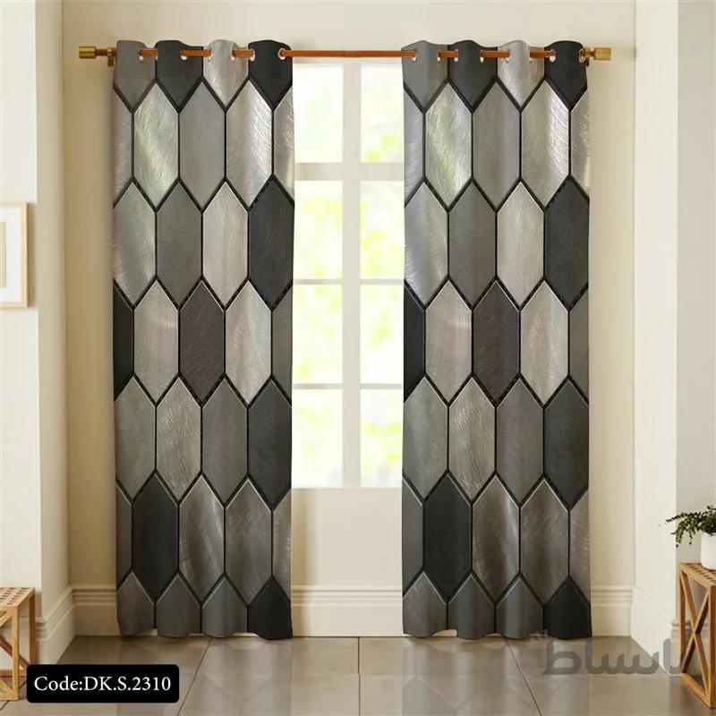 پرده پانچی (هازان و مخمل) کد DK.S.2310 طرح اسپرت کندوی سنگی