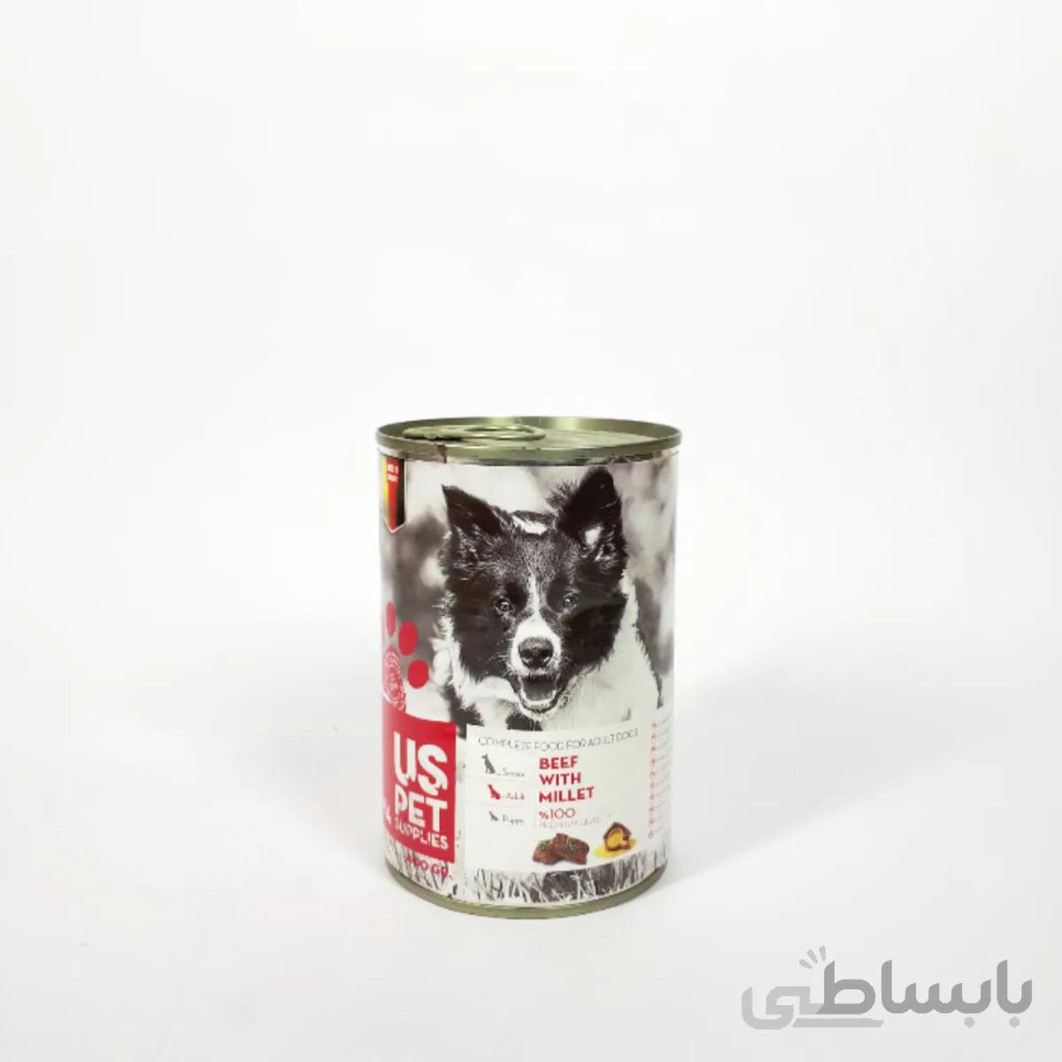 كنسرو Us Pet مخصوص سگ بالغ با طعم گوشت گاو و ارزن ۴۰۰ گرمي