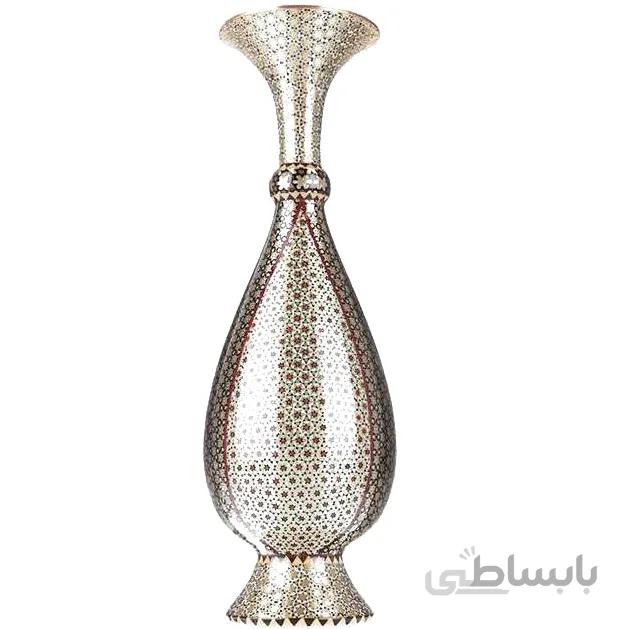 گلدان مسی خاتم کاری ارتفاع 30 سانتی متر کد C-313