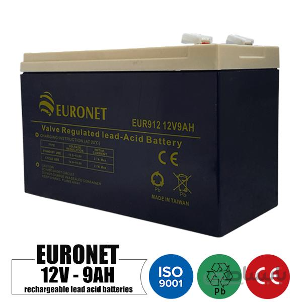 باتری شارژی 12 ولت 9 آمپر EURONET مدل NP9-12 ا Rechargeable battery 12 volt 9 Amps EURONET -NP9-12 model