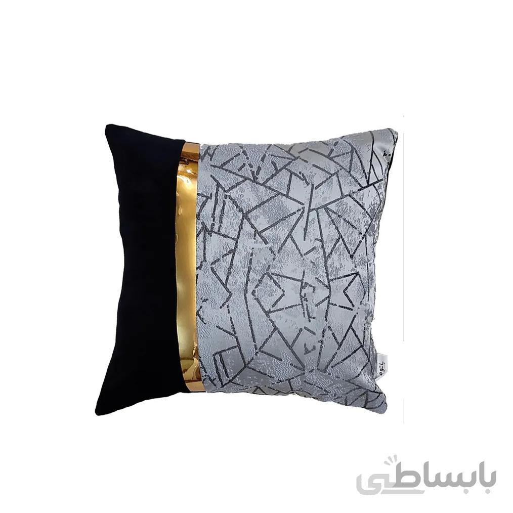 کوسن ترکیبی چرم و مخمل مدل یاسمن رنگ مشکی