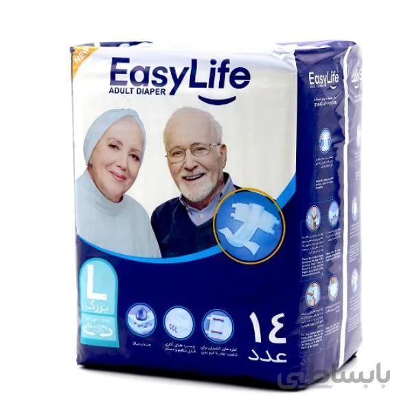پوشینه چسبی بزرگسال ایزی لایف Lبزرگ بسته 14 عددی ا Easy Life Large Adult Protective Diaper 14 pcs کد 293799