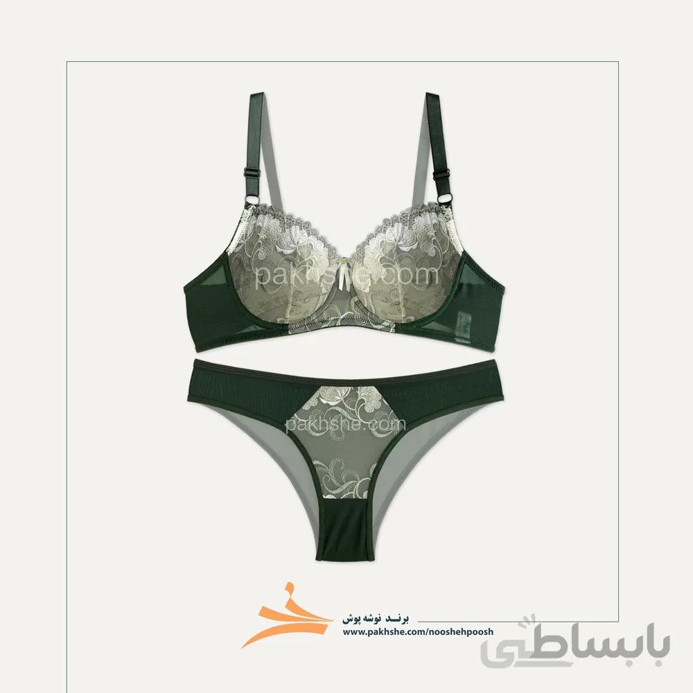 ست سبز یشمی فانتزی فنردار برند نوشه پوش کد 40912