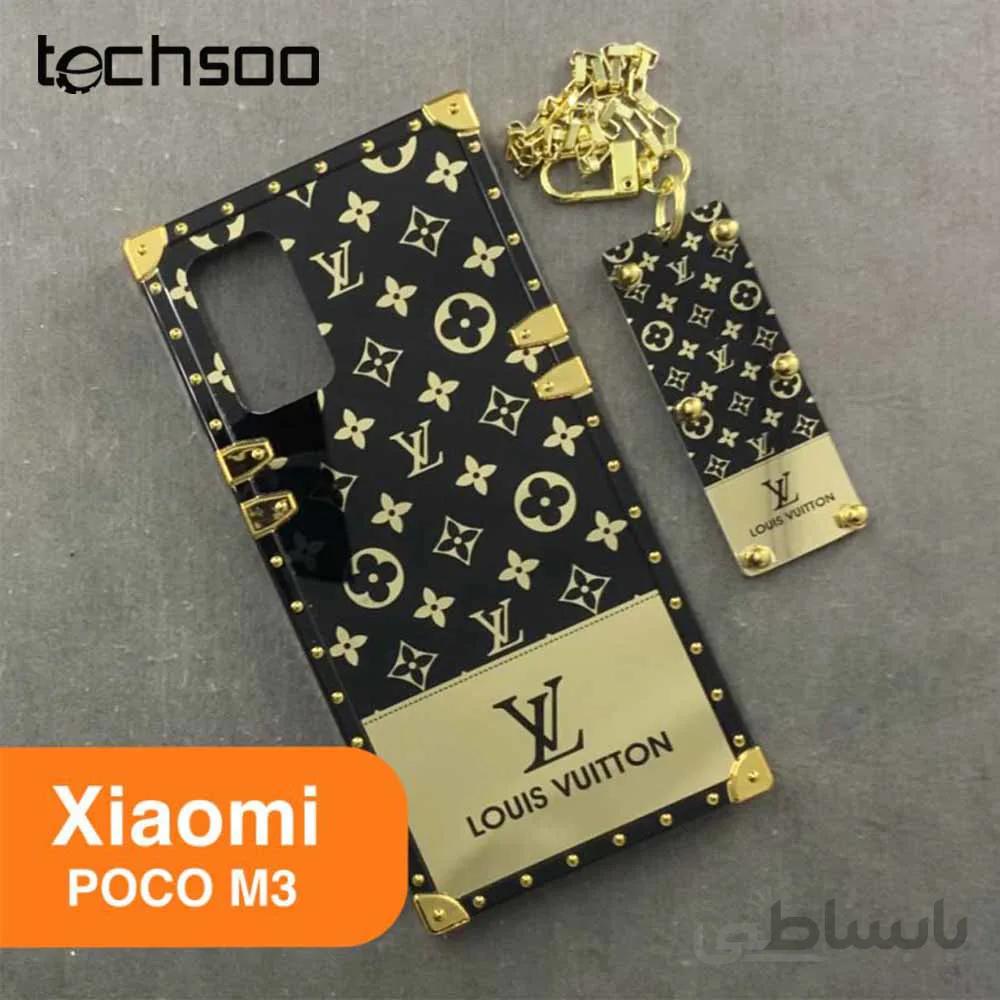 قاب موبایل شیائومی لویی ویتون گلد بلک صندوقی فونتی + آویز ست