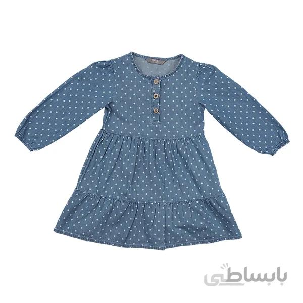 پیراهن نخی سه دکمه آستین بلند بچگانه دخترانه برند MAX مدل TGC6159