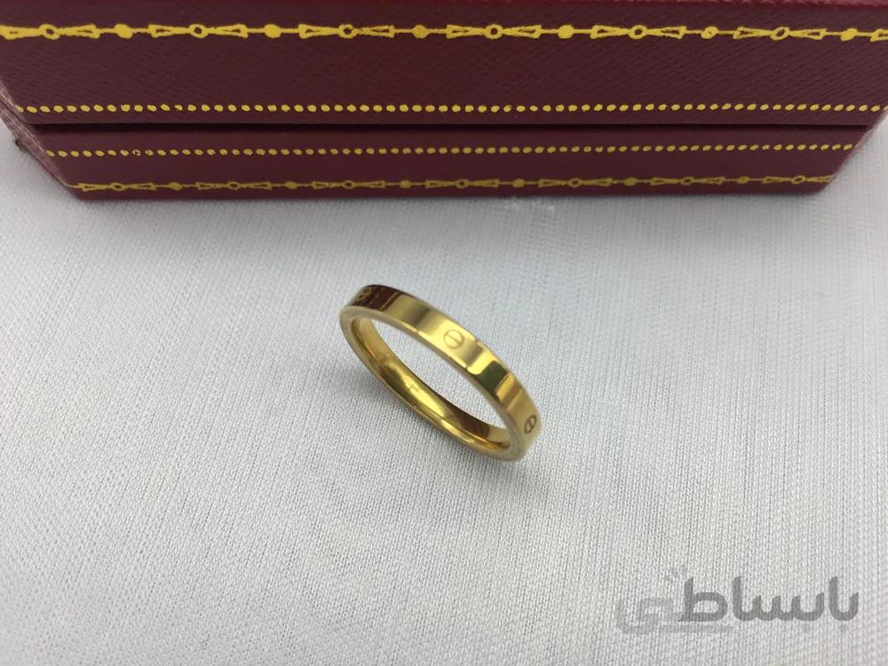 انگشتر طرح لاو کارتیر مدل باریک طلایی