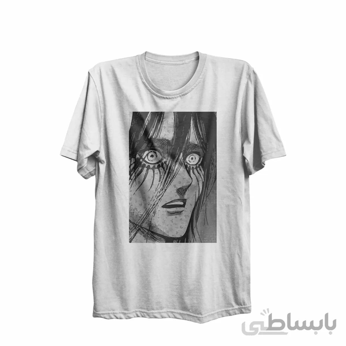 تیشرت یقه گرد سفید طرح انیمه اتک آن تایتان Attack On Titan کدKCT10429