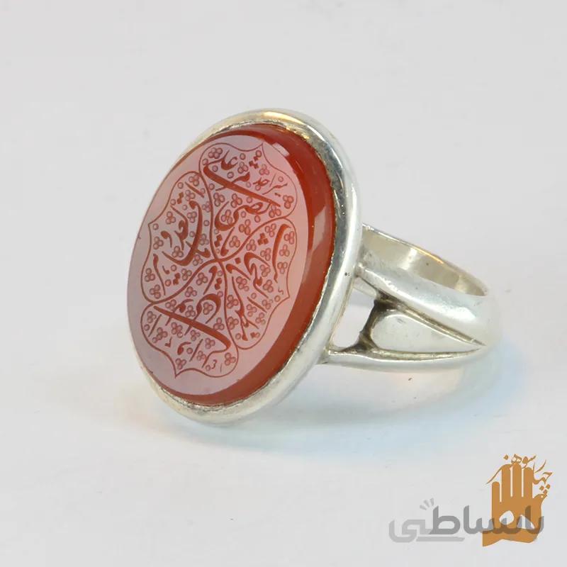انگشتر پا اردکی نگین عقیق سرخ یمنی
