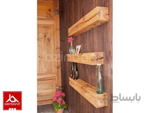 پک سه عددی شلف دیواری ا با چوب درختان میوه یا جنگلی