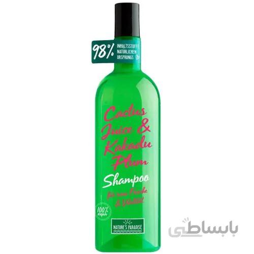 شامپو نیچرز پارادایس Natures Paradise مدل میوه کاکتوس و آلوی کاکادو | ضد ریزش، حجم دهنده، ضخیم کننده مو، مخصوص موی چرب | ۳۷۵ میل ا Nature’s Paradise Shampoo Frische und Vitalität CACTUS & KAKADU PLUM, 375 ml