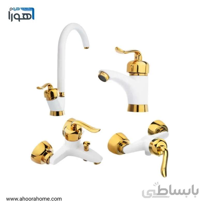 ست شیرآلات مدل رابین سفید طلایی