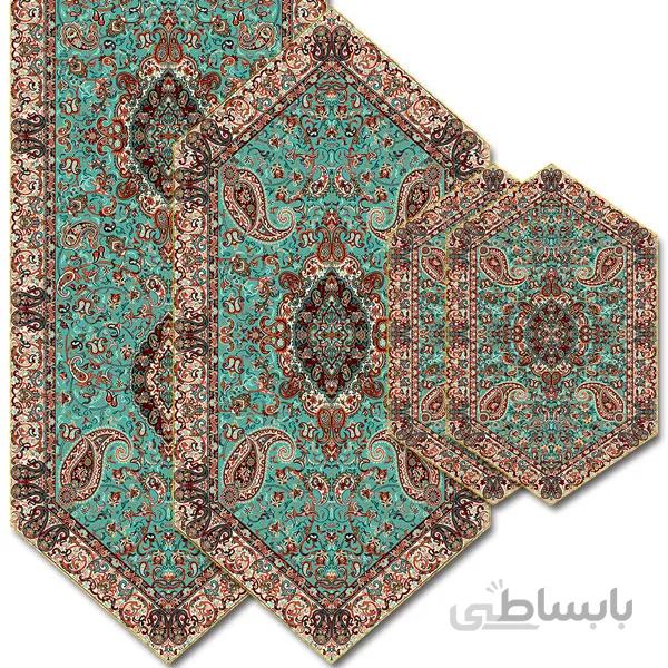 رومیزی مربع ترمه طرح سالار مشکی ابریشم کد 710 کد 410524