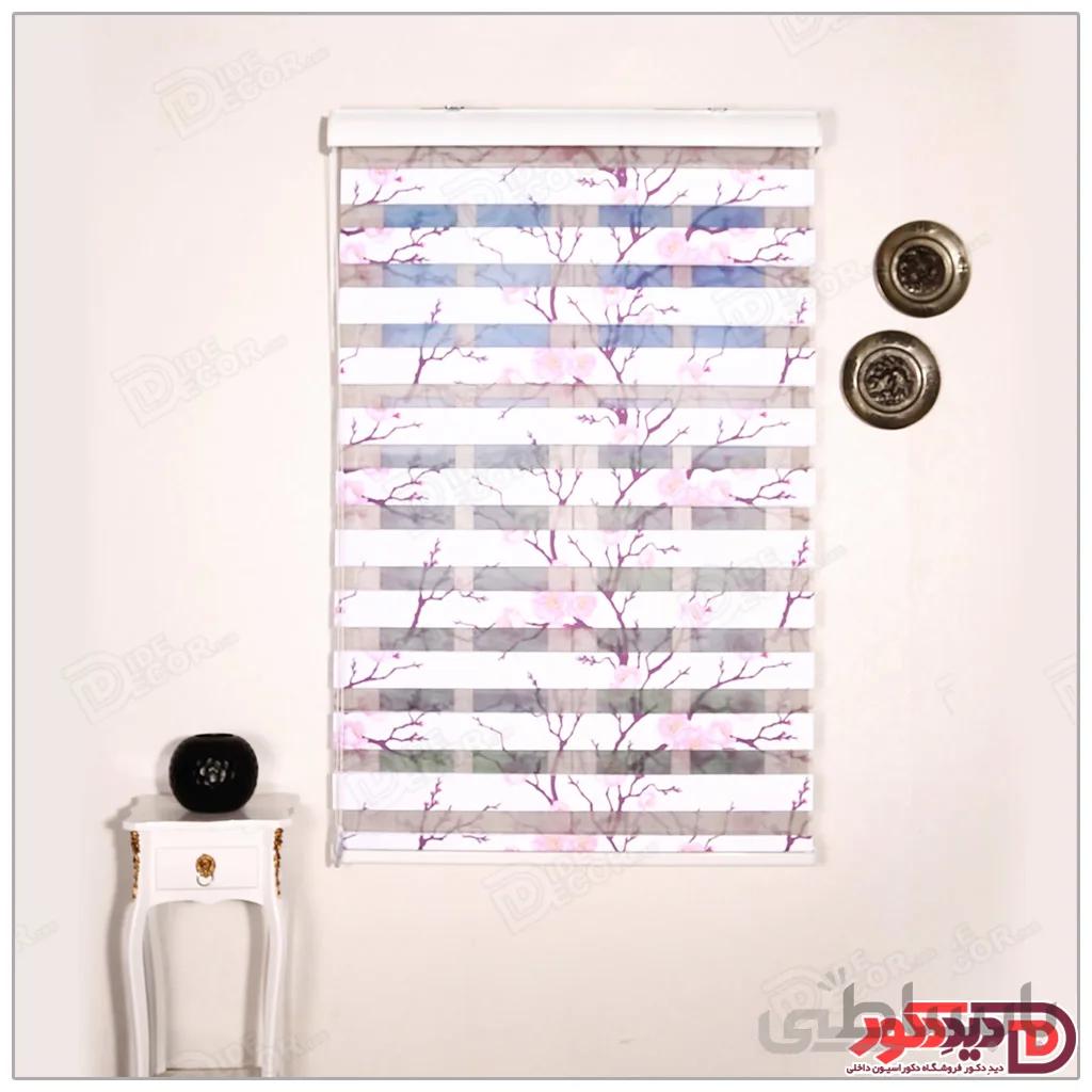 پرده زبرا گل دار چاپی دو رو کد H-162