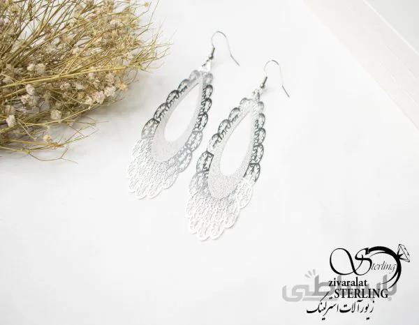 گوشواره آویز اشکی بزرگ سفید