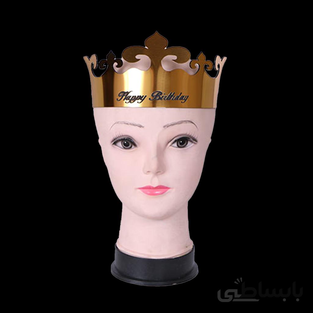 تاج لیزری طلایی چاپ HAPPY BIRTHDAY