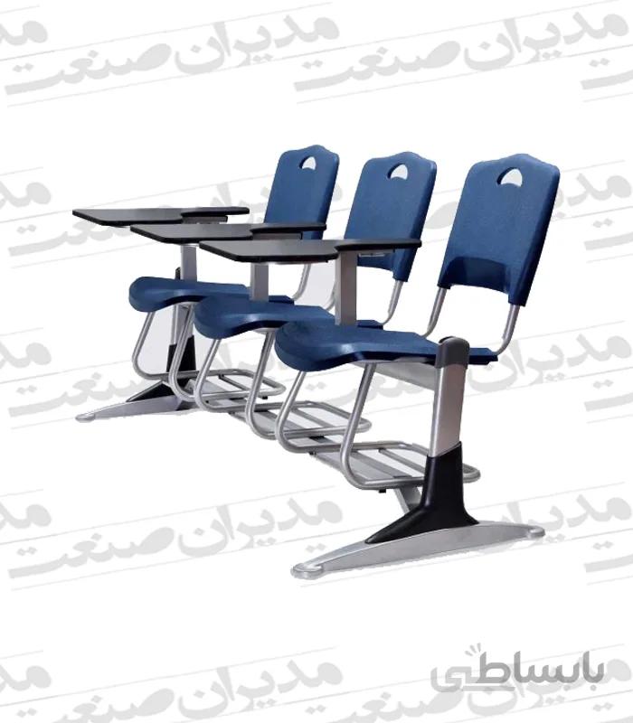 صندلی محصلی فایبر سه نفره با سبد و قلابsh-33