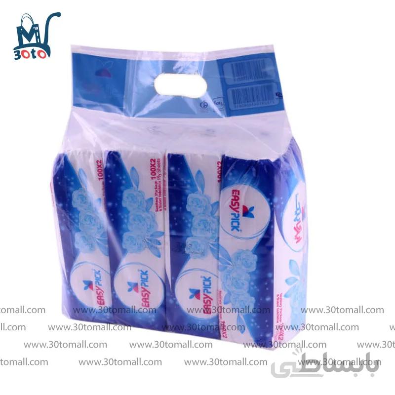 دستمال کاغذی 100 برگ ایزی پیک مدل Flower بسته 4 عددی