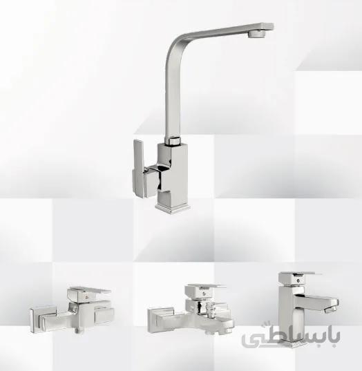 ست شیرآلات کروم مدل فلت برند شیر زرین