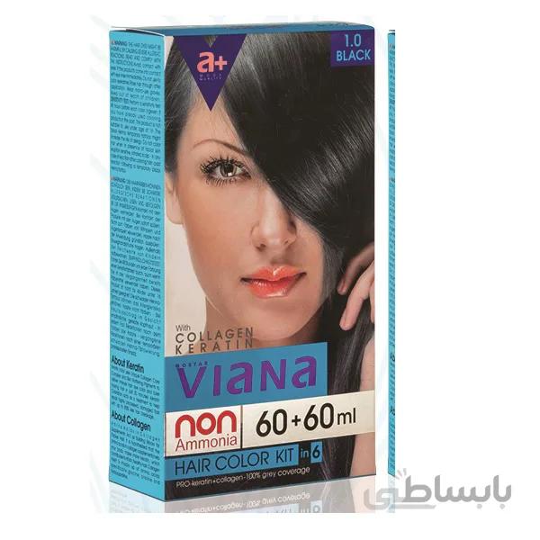 کیت رنگ مو ویانا Viana شماره 1.0 مشکی حجم 120 میل