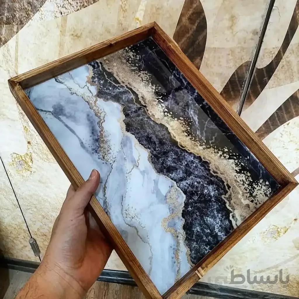 سینی طرحدار چوبی مدل 4
