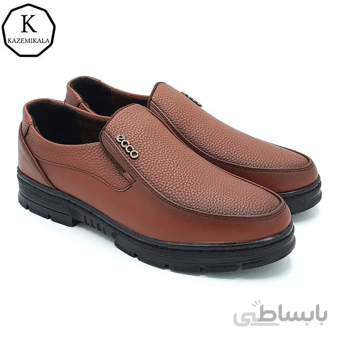 کفش چرم مردانه اکو رنگ عسلی