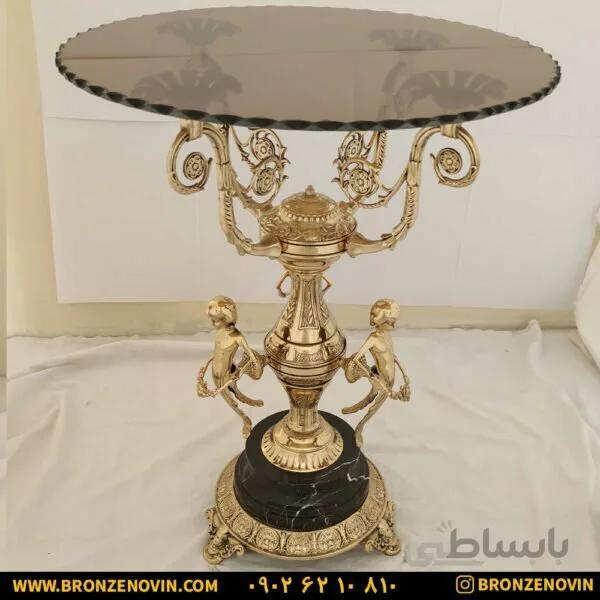 میز خاطره برنزی پایه گرد سنگی