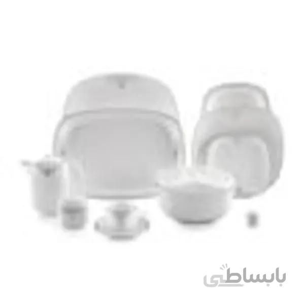 سرویس چینی زرین 12 نفره کامل مونت کارلو پلاتینی (98 پارچه) ا Zarin Iran Quattro Monte-Carlo-Platinium 98 Pieces Porcelain Dinnerware Set