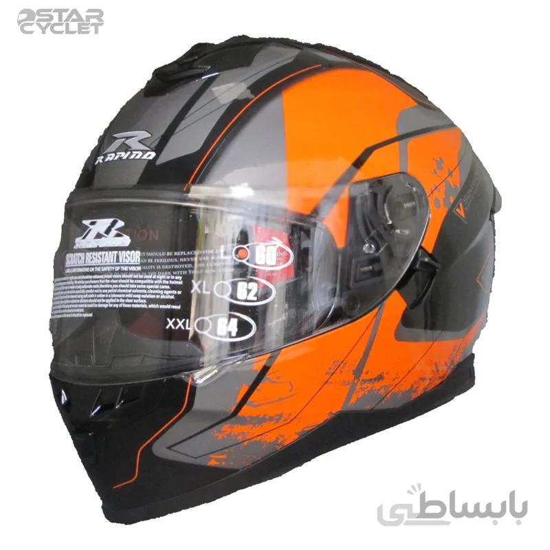 کلاه کاسکت راپیدو مدل 967 grey-og طوسی نارنجی