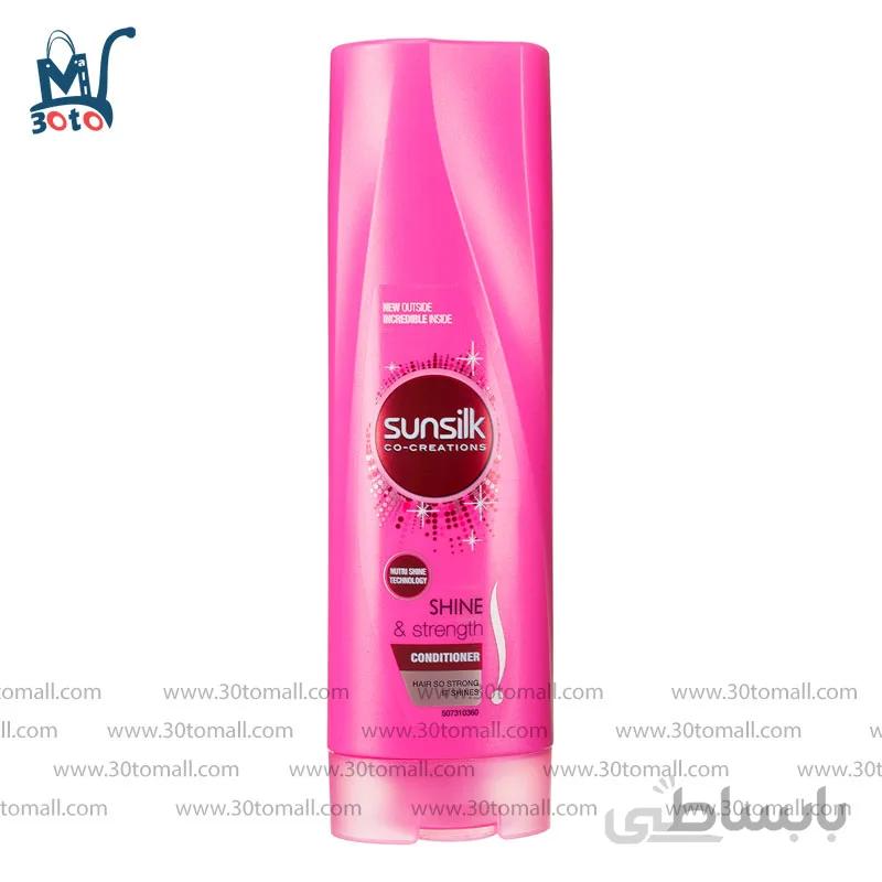 نرم کننده موهای معمولی سانسیلک مدل Shine and amp Strength حجم 350 میل