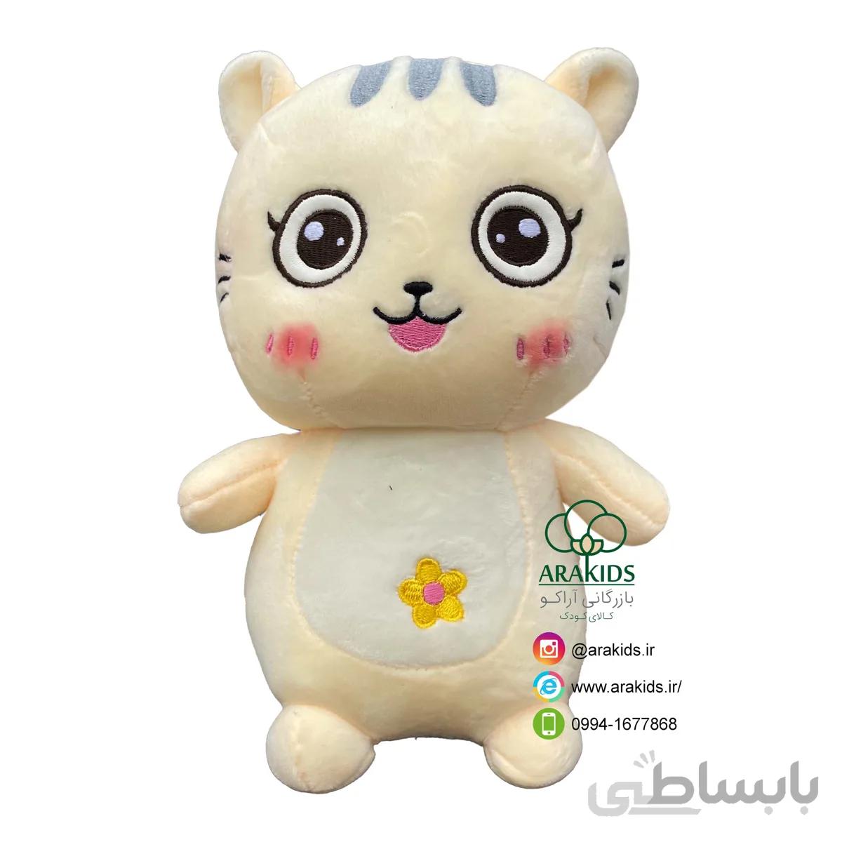 ببر نشسته بدن گلدار 25 سانتی کد 16438