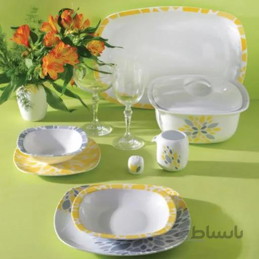سرویس چینی زرین 12 نفره کامل سلنا زرد (98 پارچه) ا Zarin Iran Quattro Selena-Yellow 98 Pieces Porcelain Dinnerware Set